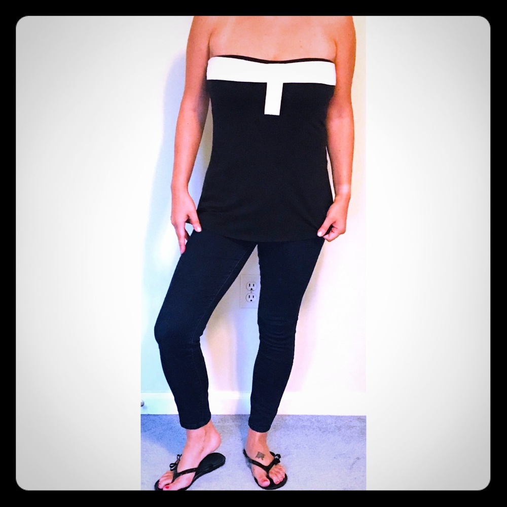 Black/White Strapless Shirt